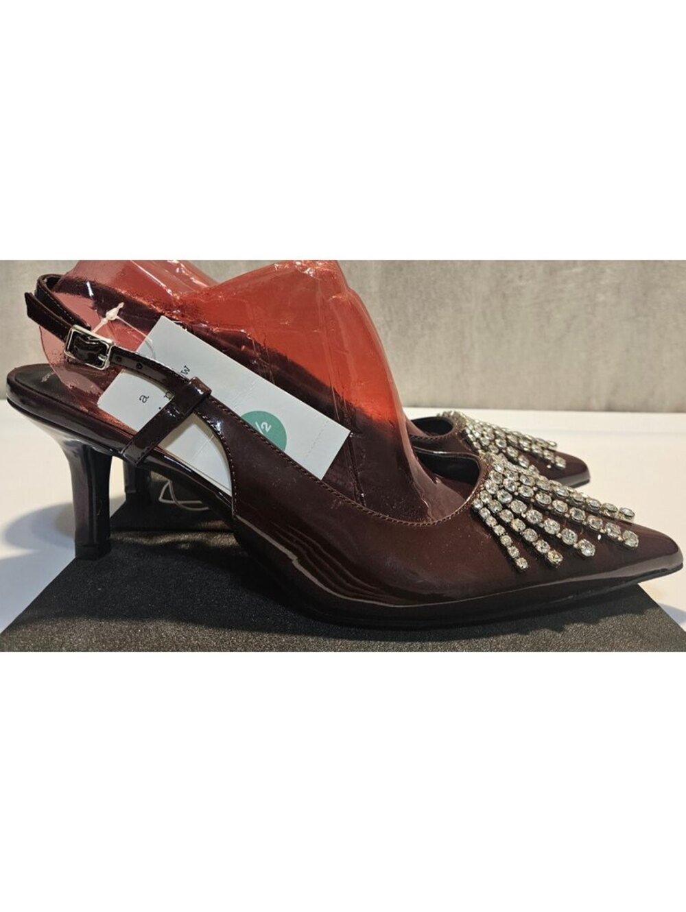 A New Day Rhinestone Slingback Heels 9.5 Burgundy Glam